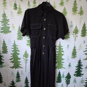 Stelen Black Button-Up Jumpsuit.